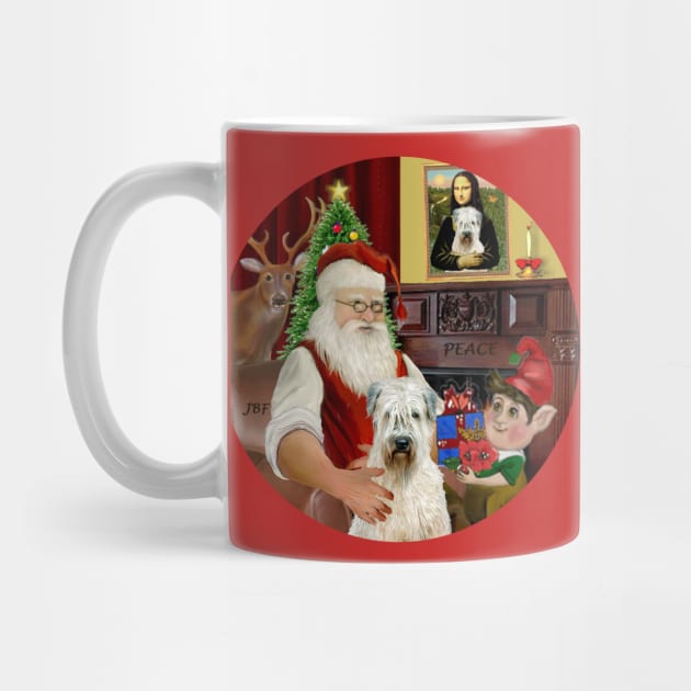 Santa at Home with His Soft Coated Wheaten Terrier by Dogs Galore and More